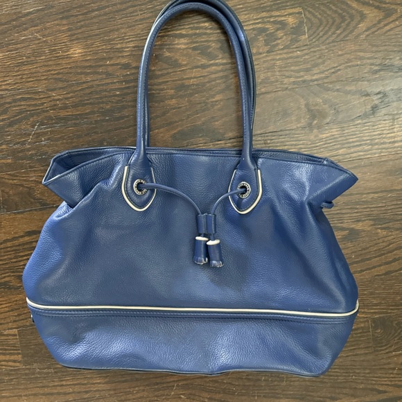 Cole Haan “Reiley” Large Summer Night Blue Leather Tote - Picture 1 of 7